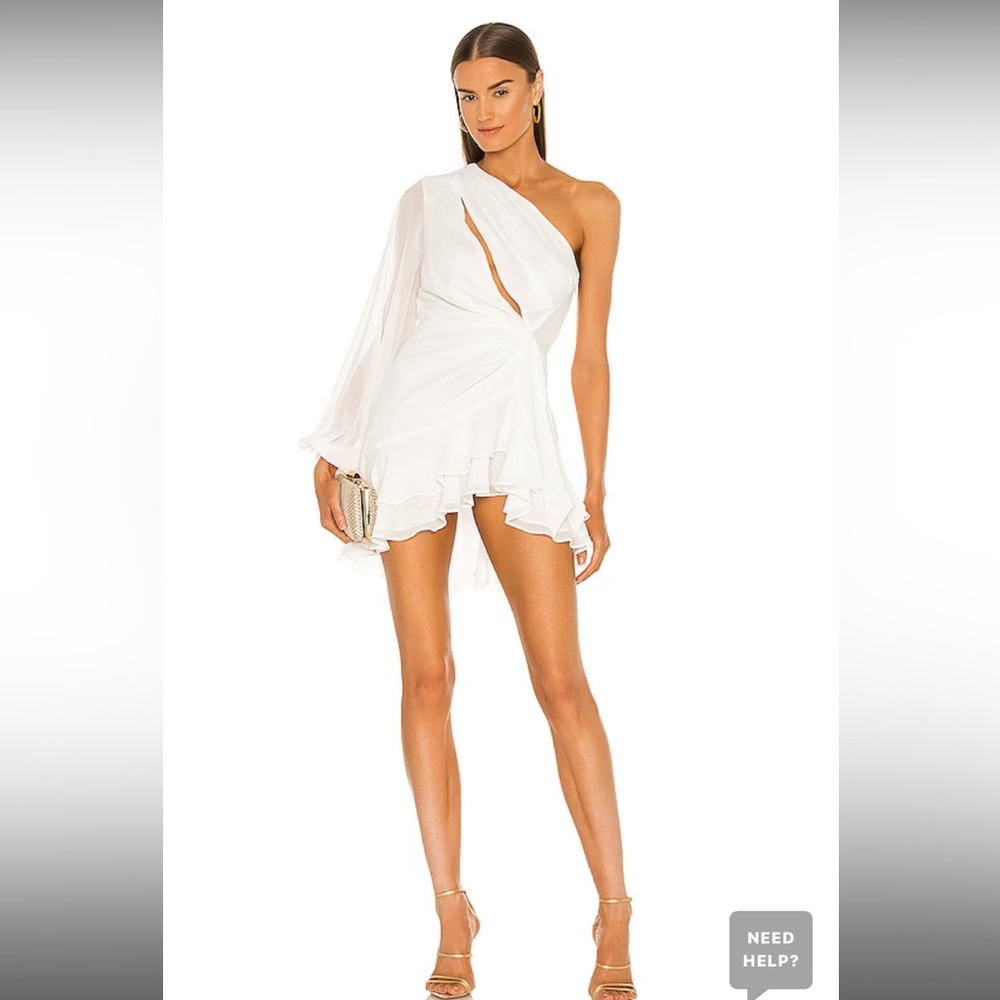 Michael Costello Elegant White Asymmetrical Mini Dress